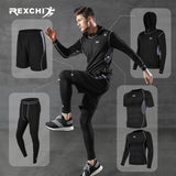 REXCHI 5 Pcs/Set Men's Tracksuit Gym Fitness For USA - UK - CANADA