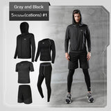 REXCHI 5 Pcs/Set Men's Tracksuit Gym Fitness For USA - UK - CANADA