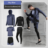 REXCHI 5 Pcs/Set Men's Tracksuit Gym Fitness For USA - UK - CANADA